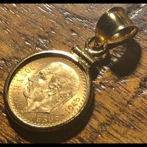 22K Fine Gold Coin in 14K GF Bezel Pendant (A800)